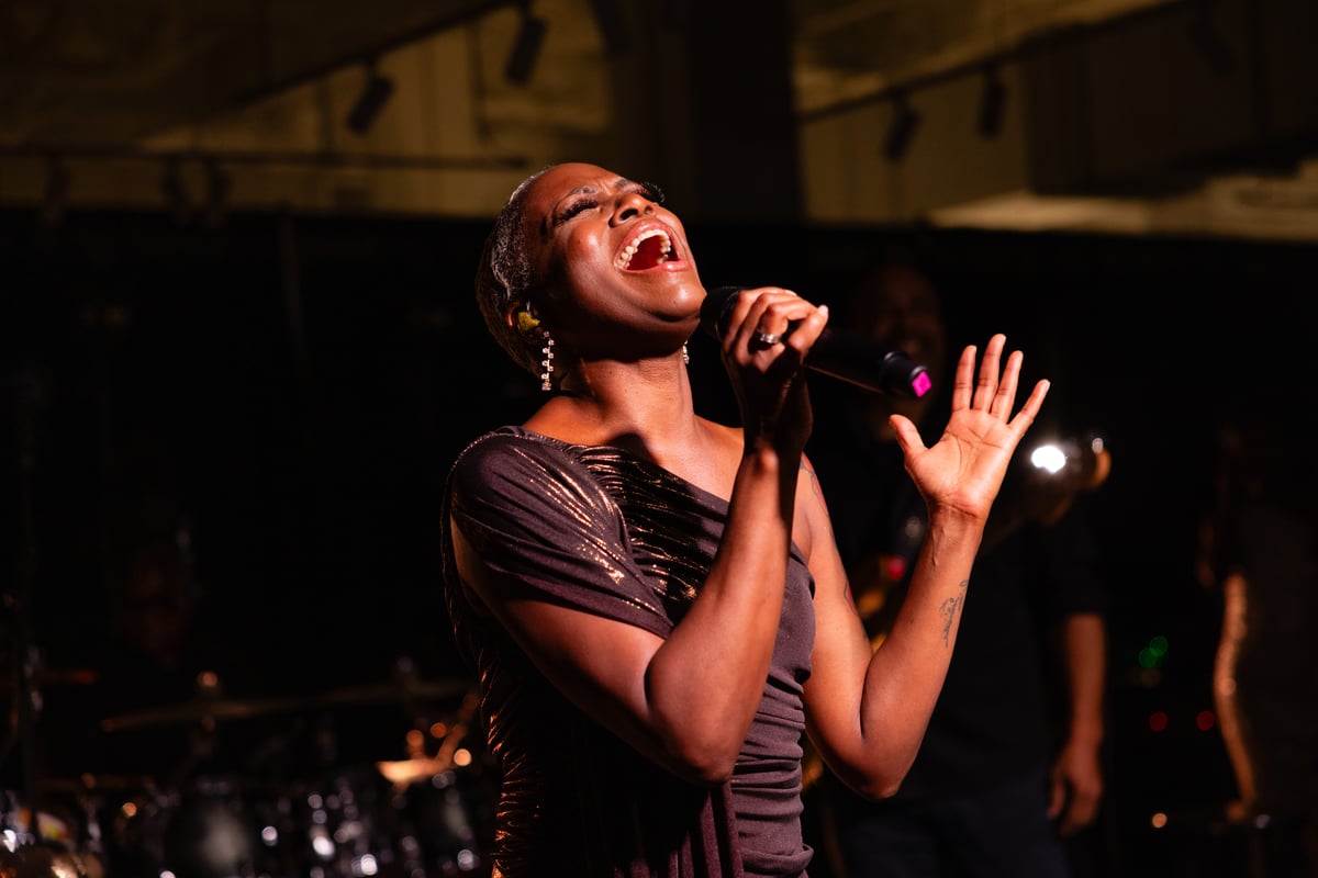 Powerful vocalist Kimberly Davis shows, as Rodgers said, "how it's done in the CHIC organization."